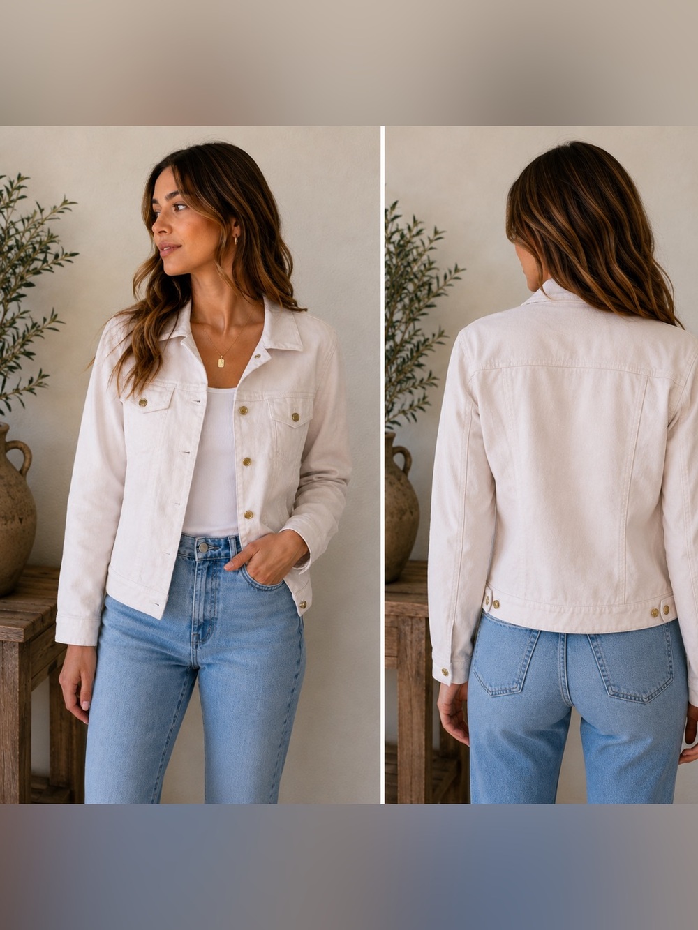 J. McLaughlin White Cotton Blazer Jacket Size Small